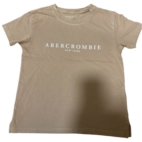 Abercrombie & Fitch Beige Logo Graphic Tee Soft Collection Slim Fit Size XS - Picture 1 of 3